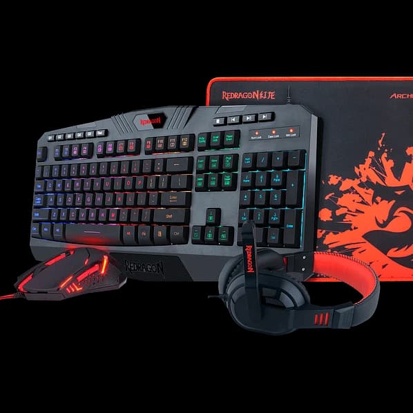 Kit Gamer 4 en 1 Redragon S101-BA - Mouse + Teclado + Audifonos + Mousepad