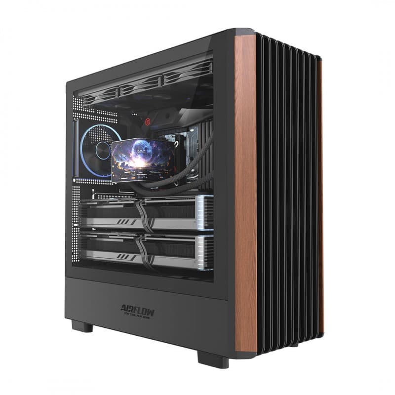 Gabinete AirFlow Roble Work ATX con 4 Ventiladores Negro vista 2