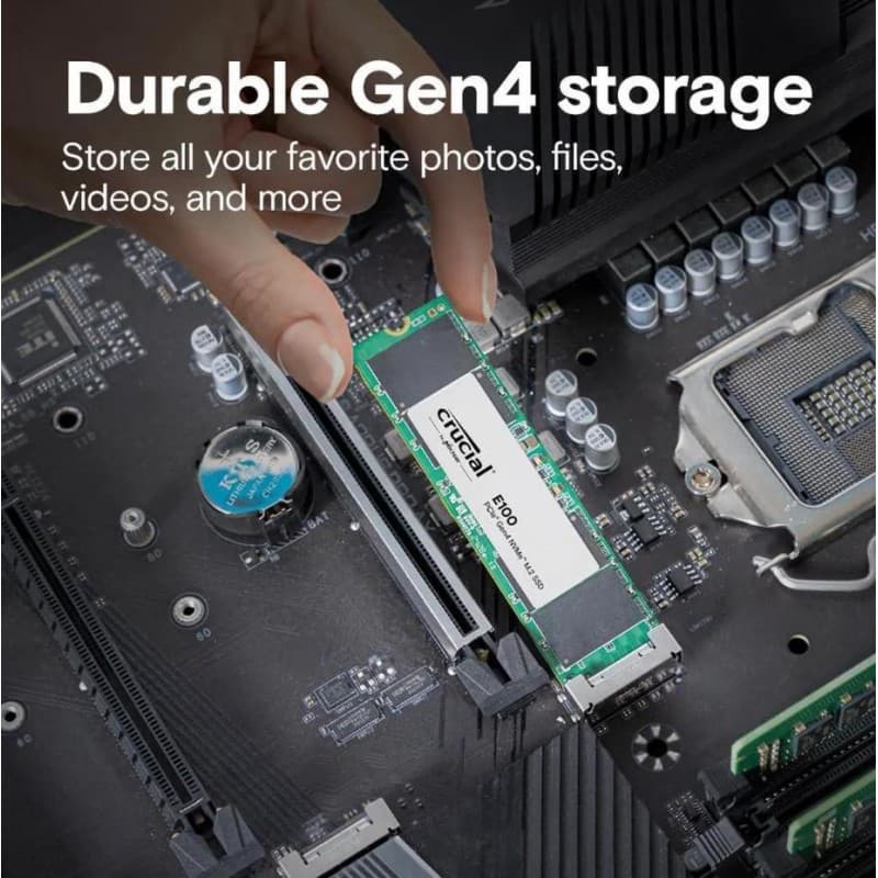SSD NVMe Crucial E100 480GB PCIe 4.0 M.2 vista 2