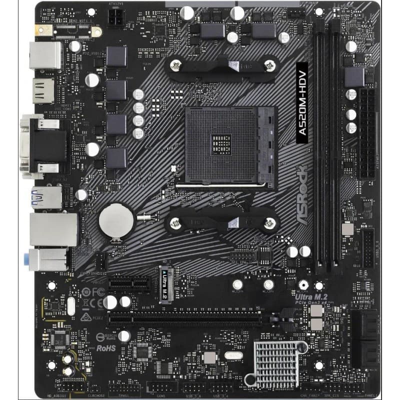 Placa Madre ASRock A520M-HDV AM4 Micro ATX