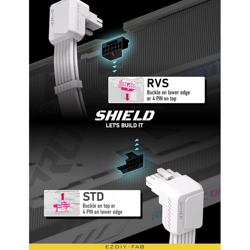 Adaptador EZDIY-FAB 12VHPWR 16 Pines Blanco 90° vista 3