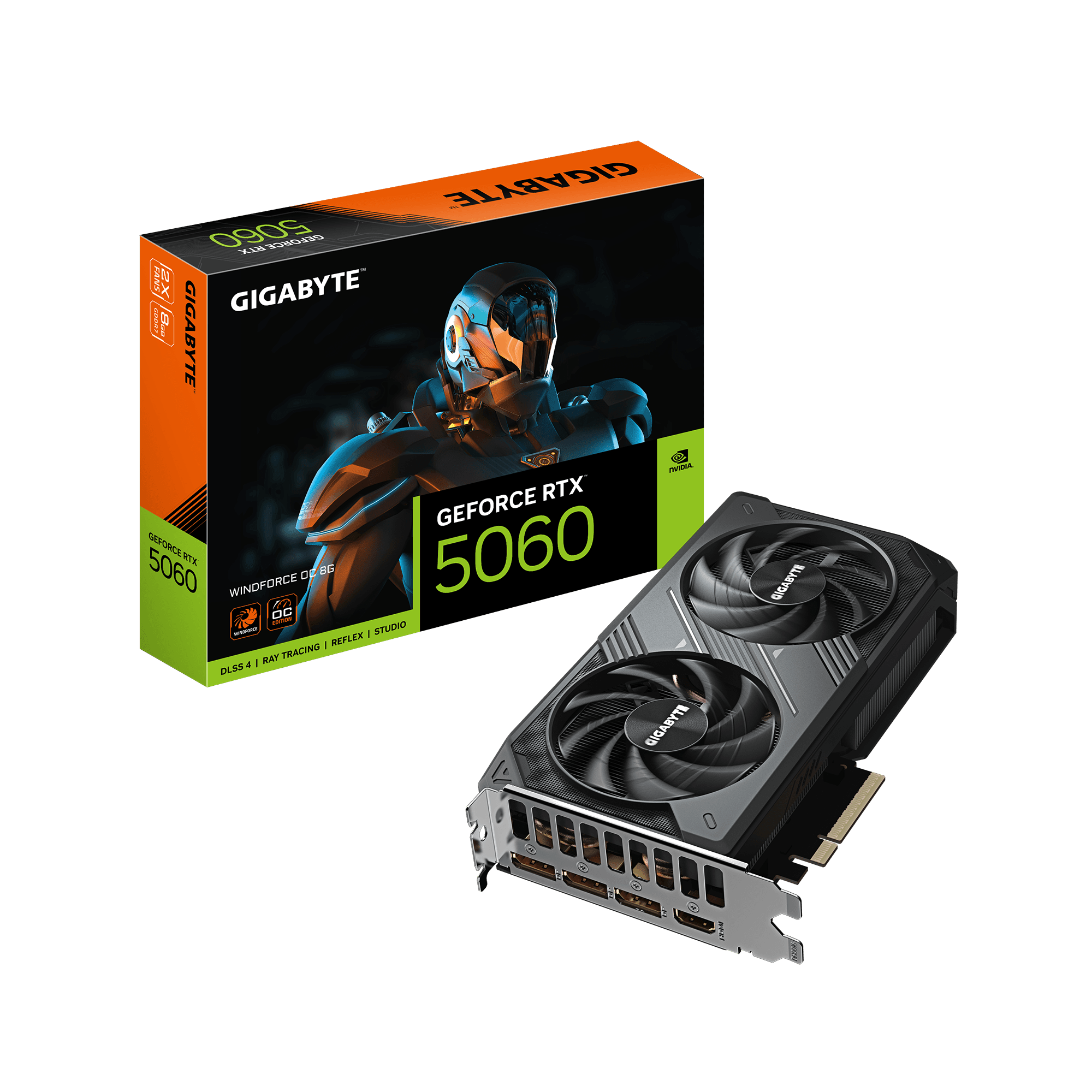 Tarjeta de video GIGABYTE RTX 5060 WINDFORCE MAX OC 8GB GDDR7 vista 1