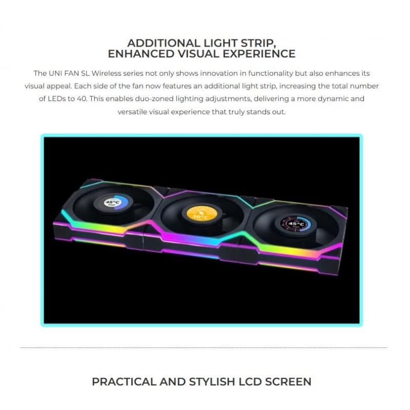 Lian Li UNI Fan TL LCD 120 Wireless  Reverso Pack x3 Black