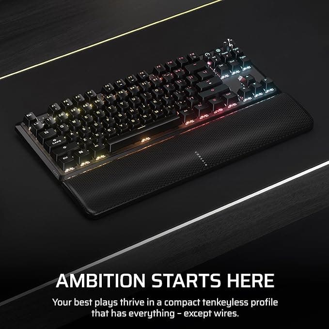 Teclado Mecánico Gamer CORSAIR K70 CORE TKL WIRELESS RGB — MLX Red v2, Inalámbrico, TKL Compacto vista 3