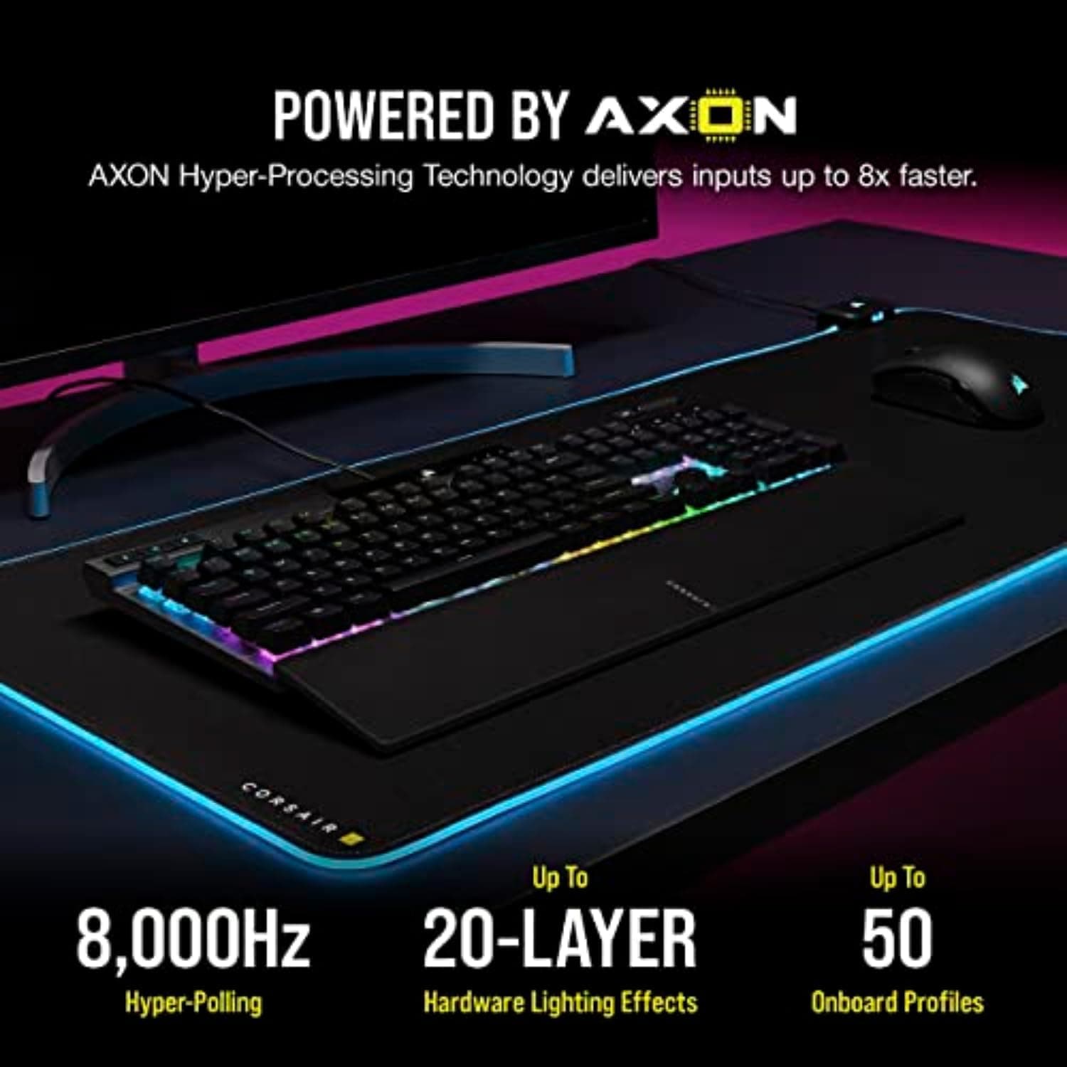 Teclado Óptico-Mecánico Corsair K70 PRO RGB — OPX, PBT Double-Shot, 8000Hz, Negro vista 4