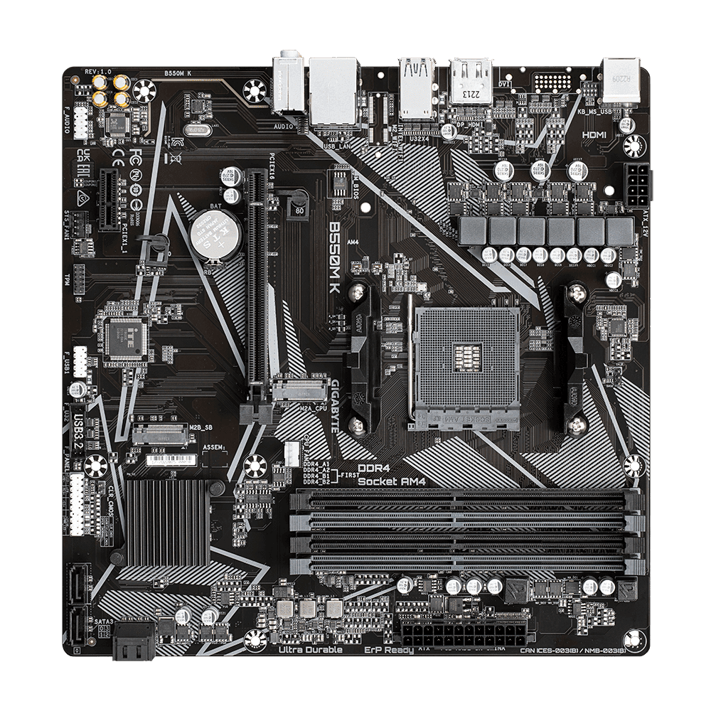 Placa Madre Gigabyte B550M K AM4 Micro-ATX DDR4 PCIe 4.0 M.2 vista 4