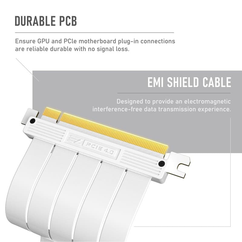 Cable Riser EZDIY-FAB PCIe 4.0 20cm Flexible Blanco vista 3