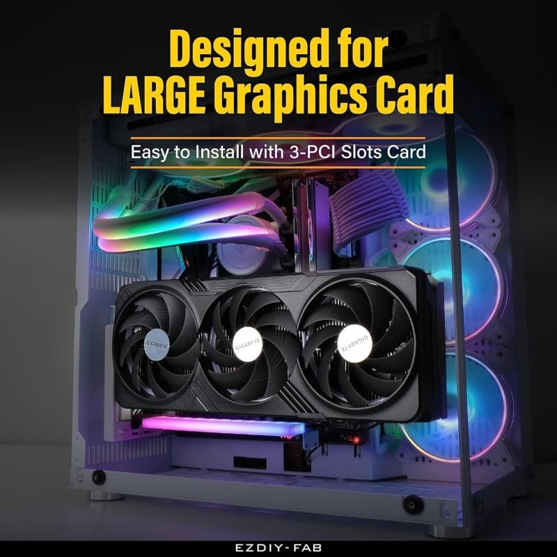 Soporte GPU Vertical EZDIY-FAB PCIe 4.0 All White con LED ARGB vista 3