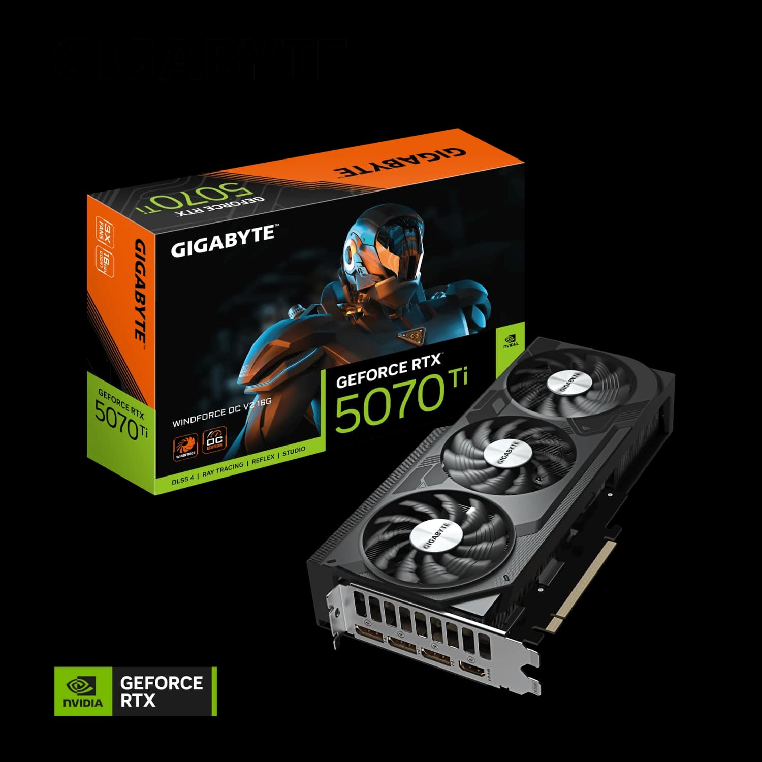 Tarjeta de Video Gigabyte Windforce OC V2 GeForce RTX 5070 Ti 16GB GDDR7 PCIe 5.0 vista 3