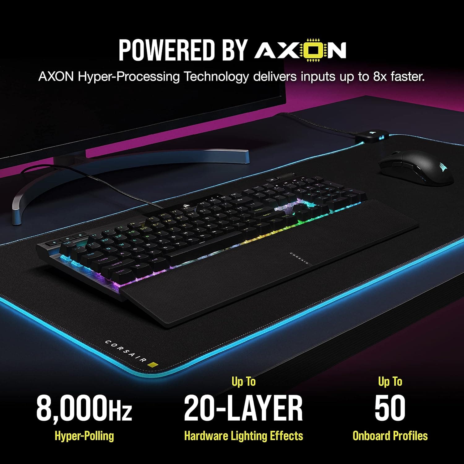 Teclado Mecánico Gamer Corsair K70 RGB PRO — Cherry MX SPEED, PBT Double-Shot, 8000Hz, iCUE, Aluminio vista 5