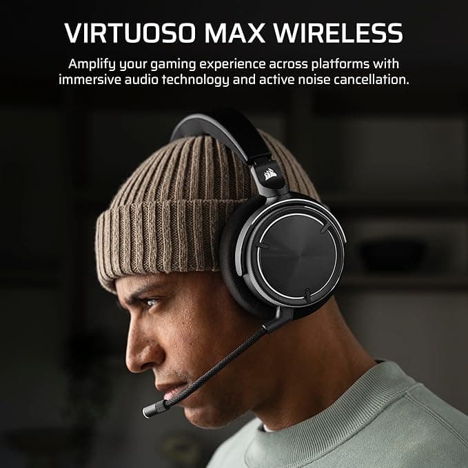 Auriculares Gamer Corsair VIRTUOSO MAX Wireless – Dolby Atmos, Carbón vista 3
