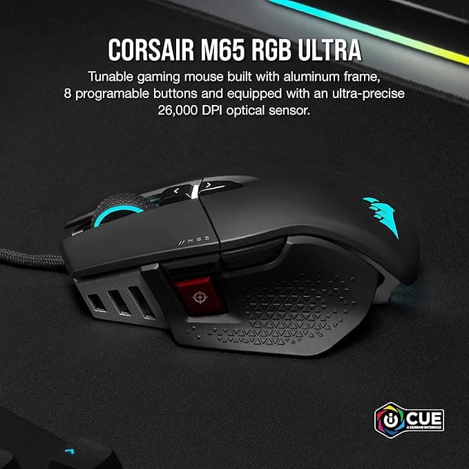 Mouse Gamer Corsair M65 RGB Ultra — 26.000 DPI, Ajustable, FPS Pro vista 3