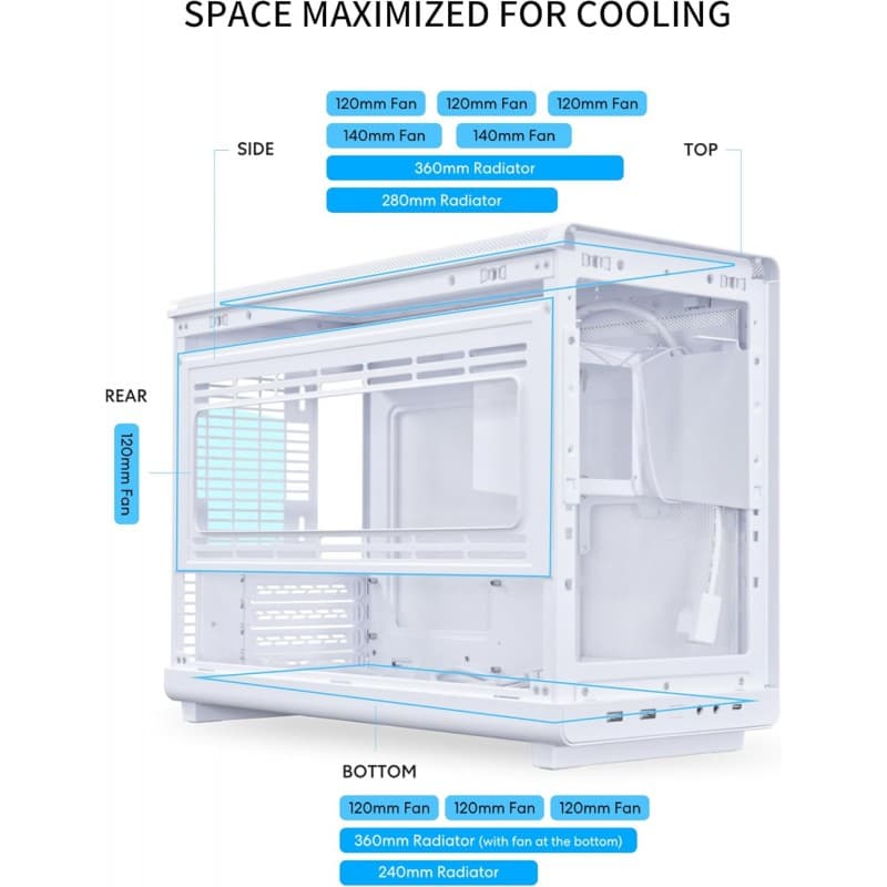Gabinete Lian Li A3 mATX White Wood Mesh vista 3