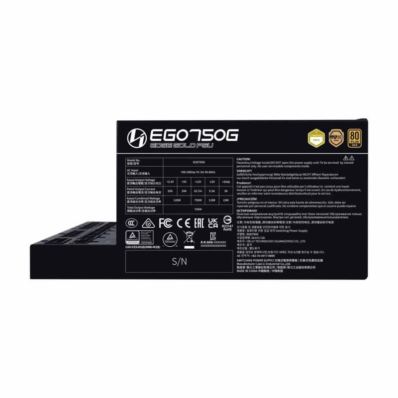 Fuente de Poder Lian Li EDGE Gold 750W Modular ATX 3.1 80+ Gold vista 3