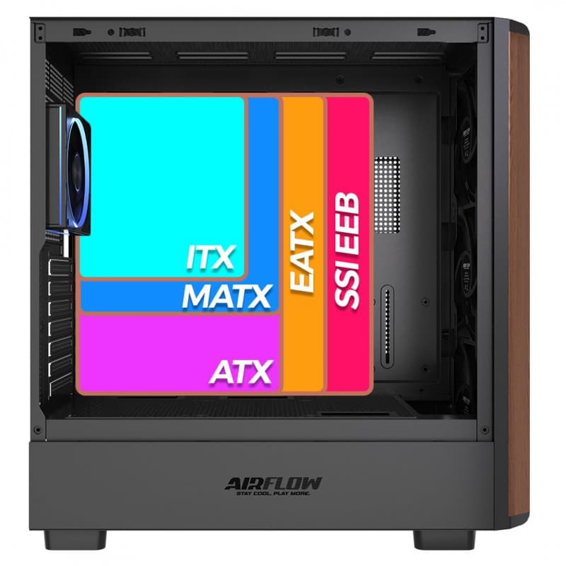Gabinete AirFlow Roble Work ATX con 4 Ventiladores Negro vista 3