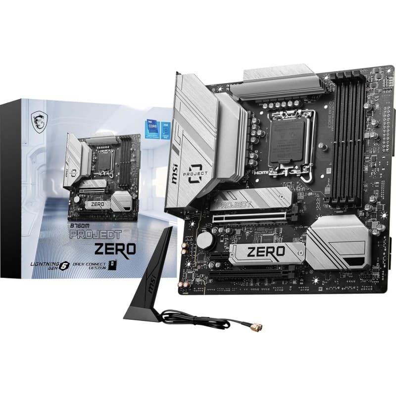 Placa Madre MSI B760M Project Zero WiFi 6E DDR5 LGA1700 mATX Back Connect vista 2