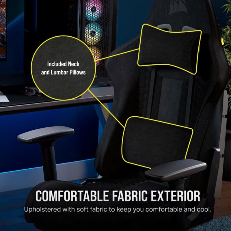 Silla Gamer Corsair TC100 RELAXED Tela Negro/Gris vista 3