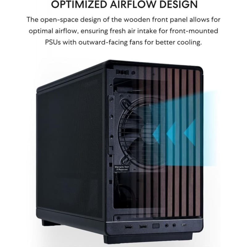 Gabinete Lian Li A3 mATX Black Wood Mesh vista 3