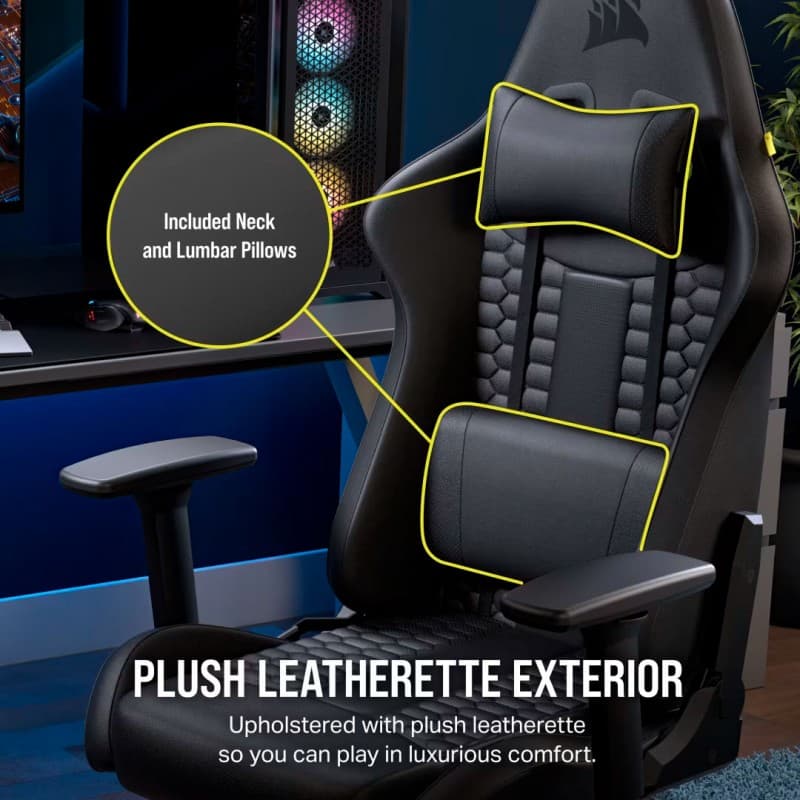 Silla Gamer Corsair TC100 Relaxed Polipiel Negro vista 3