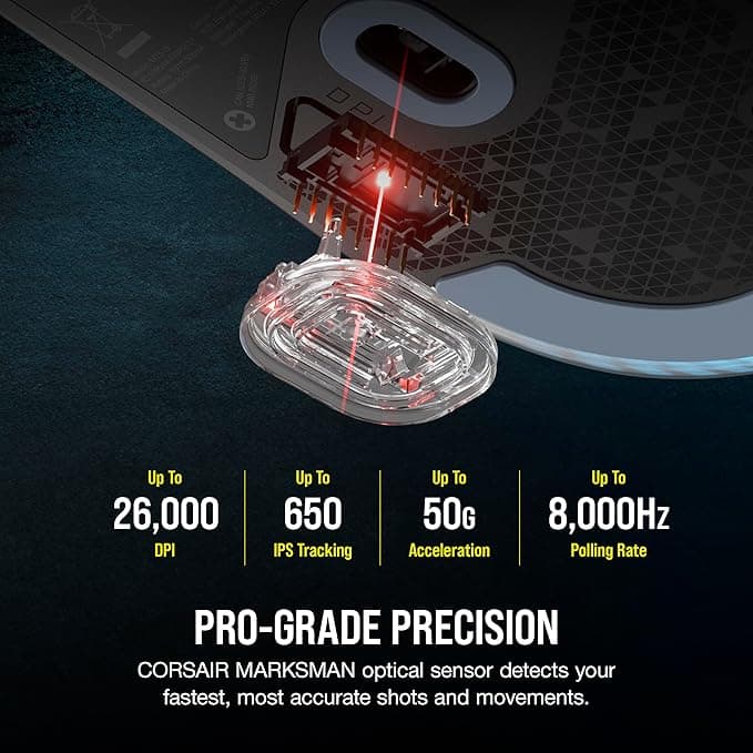 Mouse Gamer Corsair M75 Lightweight RGB — 26.000 DPI, 8K Polling, Ambidiestro vista 3