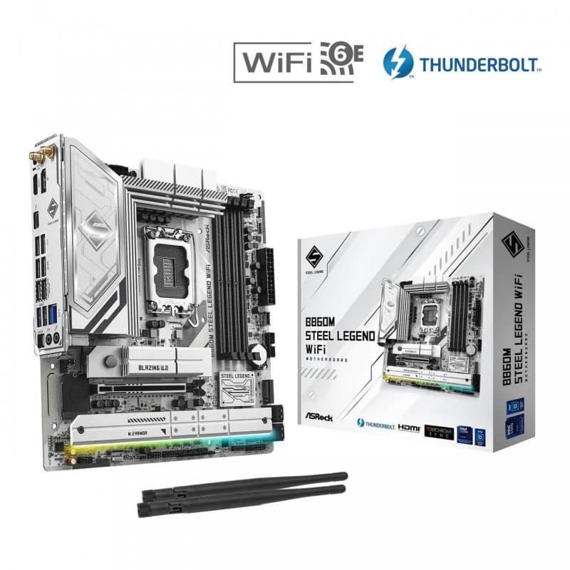 Placa Madre ASRock B860M Steel Legend WiFi LGA 1851 DDR5 PCIe 5.0 mATX vista 2