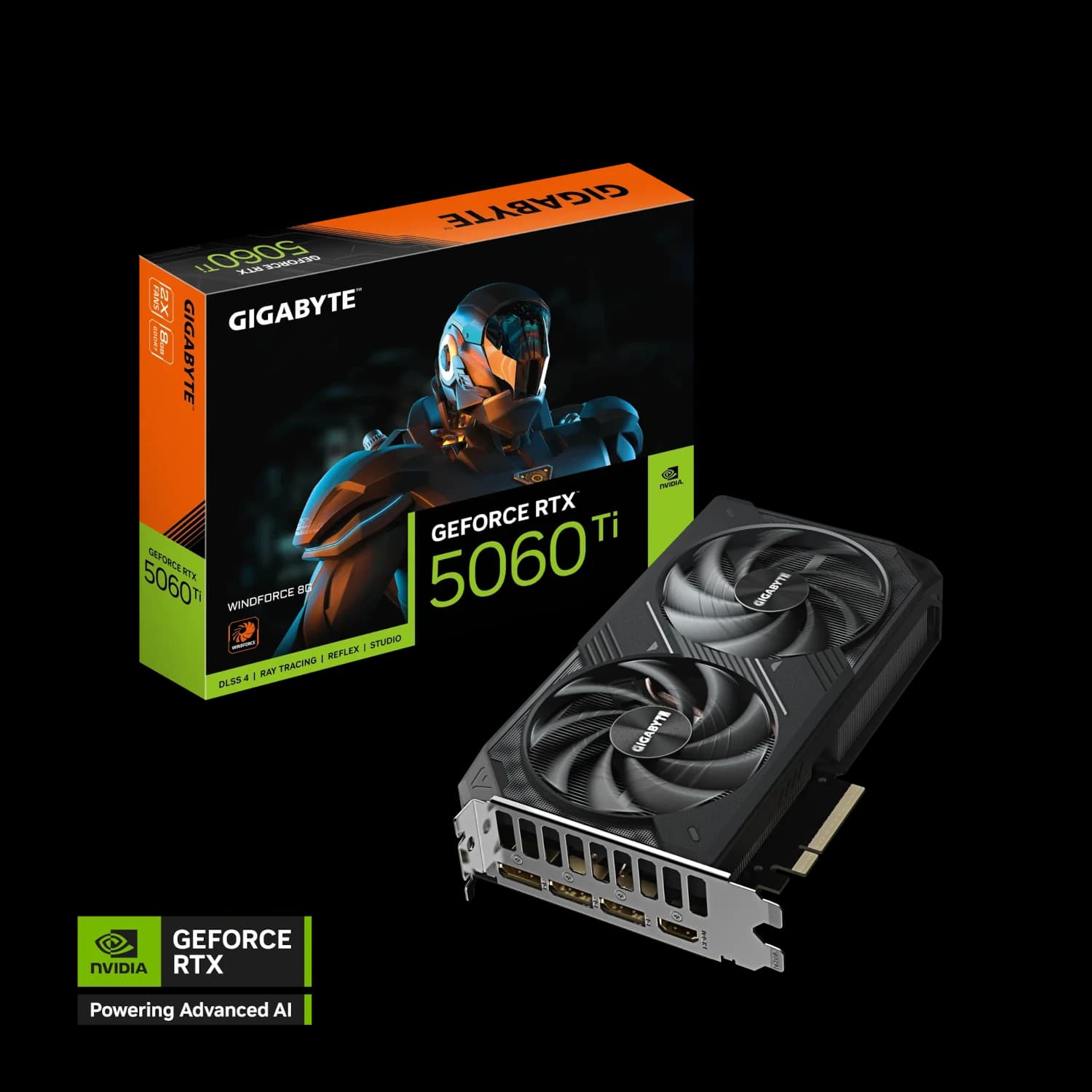 Tarjeta de Video Gigabyte GeForce RTX 5060 Ti Windforce 8GB GDDR7 PCIe 5.0