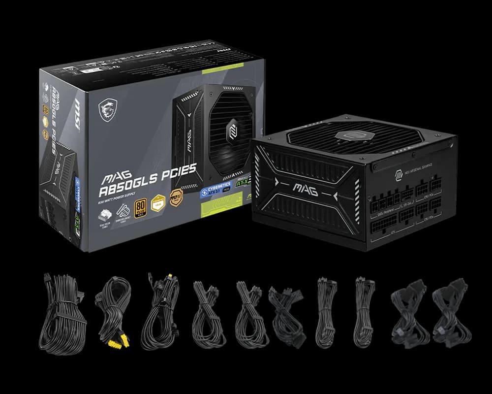 Fuente de Poder MSI MAG A850GLS PCIE5 850W 80 Plus Gold ATX Modular vista 4