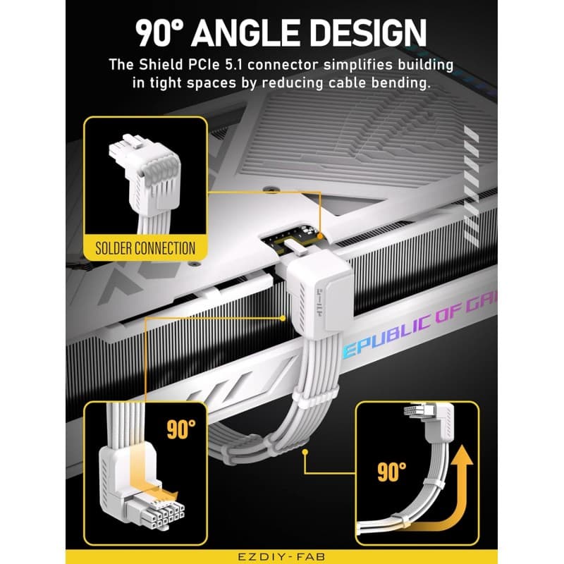 Adaptador EZDIY-FAB 12VHPWR 16 Pines Blanco 90° vista 2