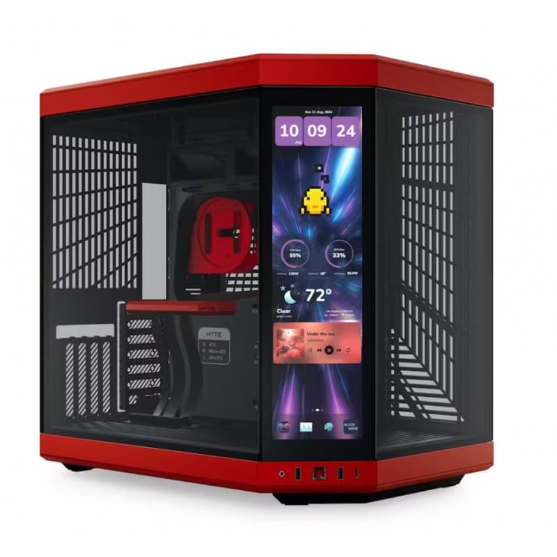 Gabinete HYTE Y70 Touch Infinite ATX con Pantalla 2.5K Integrada Rojo