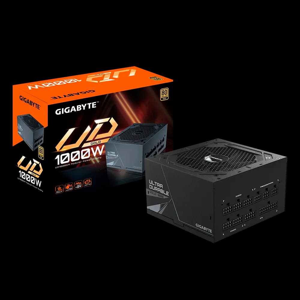 Fuente de Poder Gigabyte UD1000GM PG5 80+ Gold – ATX 12V v2.31 / PFC Activo / Cables Planos Negros / Modular