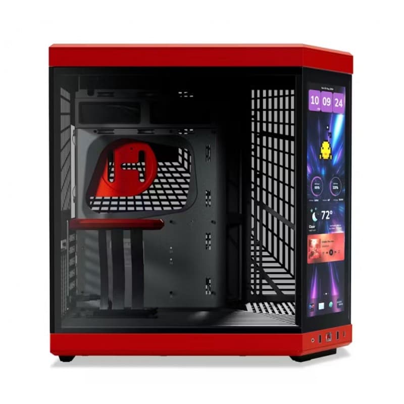 Gabinete HYTE Y70 Touch Infinite ATX con Pantalla 2.5K Integrada Rojo vista 3
