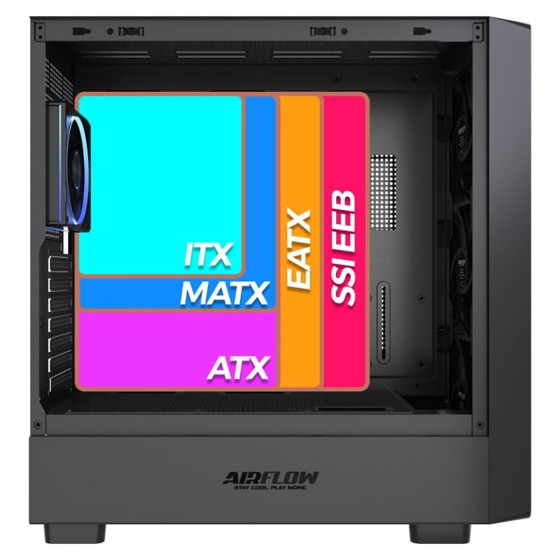 Gabinete AirFlow Roble Artis E-ATX Negro vista 3