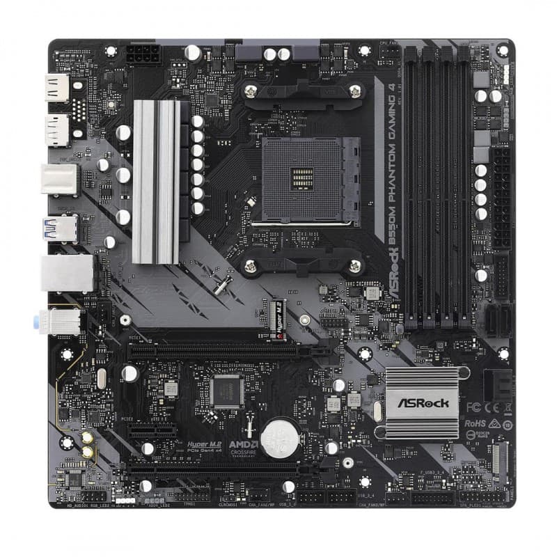 Placa Madre ASRock B550M Phantom Gaming 4 AM4 Micro-ATX vista 2