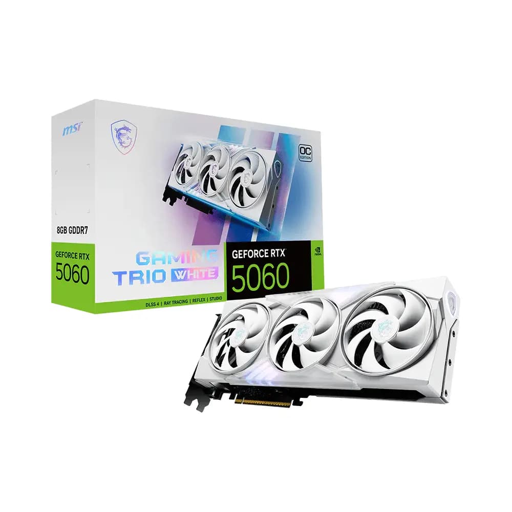 Tarjeta de Video MSI Gaming Trio OC White GeForce RTX 5060 8GB GDDR7 PCIe 5.0 vista 1
