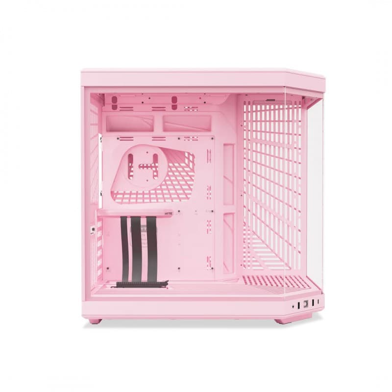 Gabinete HYTE Y70 Strawberry Milk ATX con Riser PCIe 4.0 vista 3
