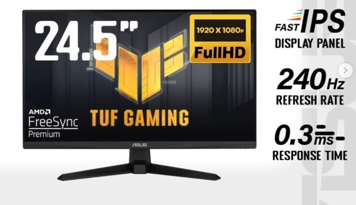 Monitor Gamer ASUS TUF VG259QM5A 24.5” IPS 240Hz 0.3ms G-SYNC FreeSync