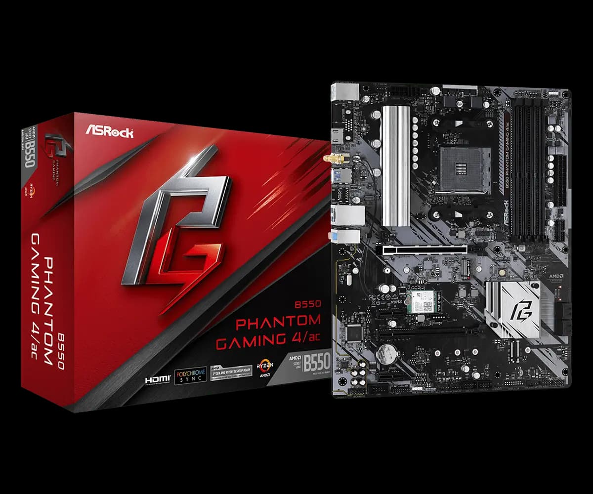 Placa Madre ASRock B550 PHANTOM GAMING 4/AC (ATX, WiFi, DDR4, AM4)