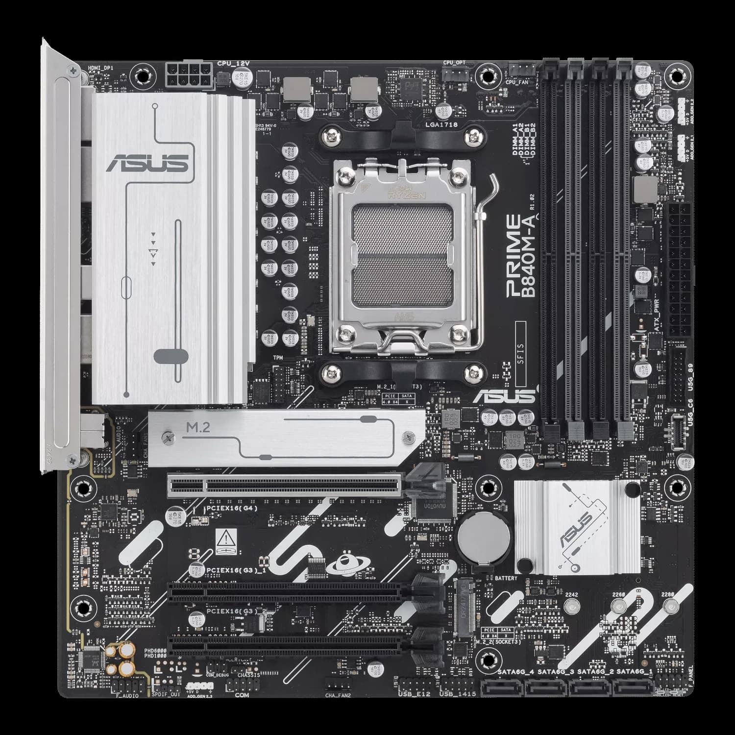 Placa Madre ASUS PRIME B840M-A AM5 DDR5 3x M.2 HDMI DisplayPort m-ATX vista 2