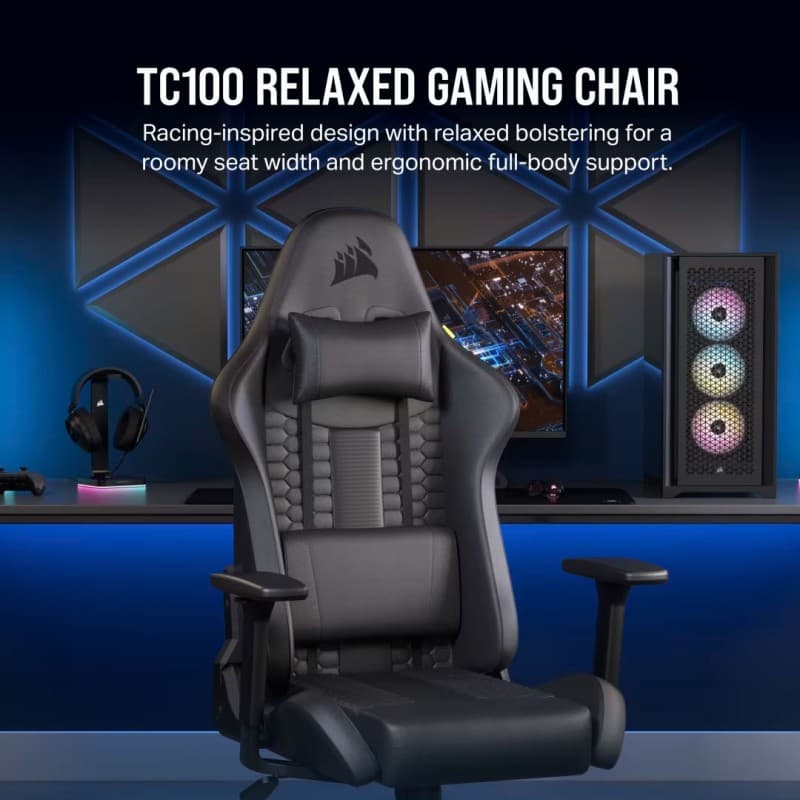 Silla Gamer Corsair TC100 Relaxed Polipiel Negro vista 2