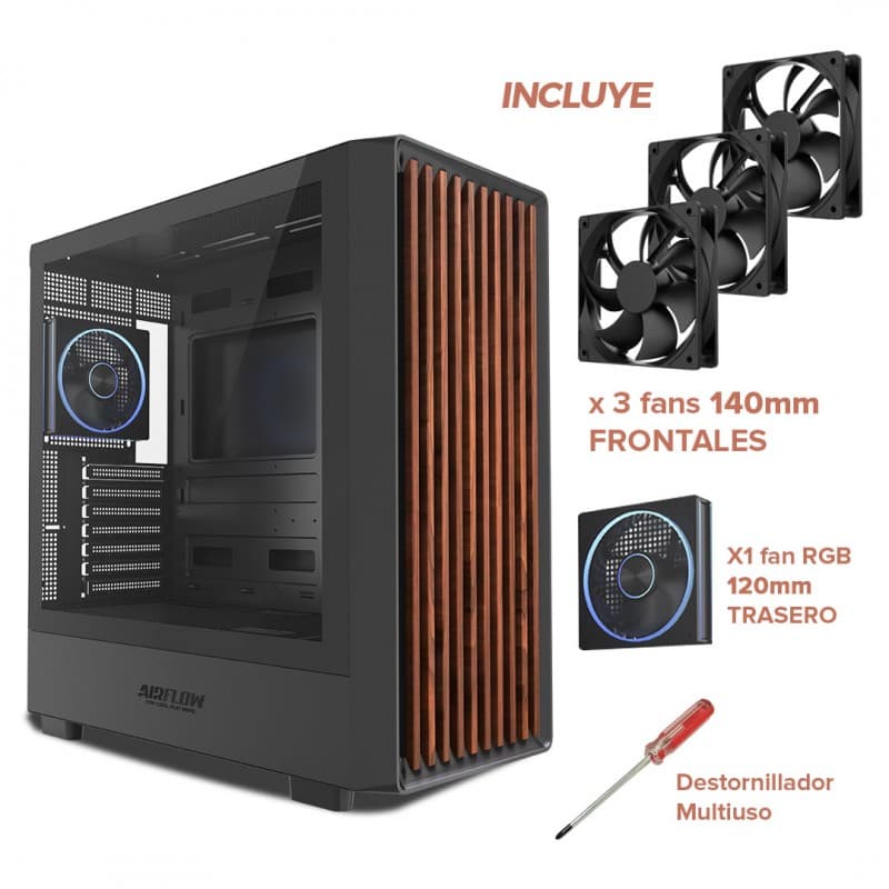 Gabinete AirFlow Roble Artis E-ATX Negro