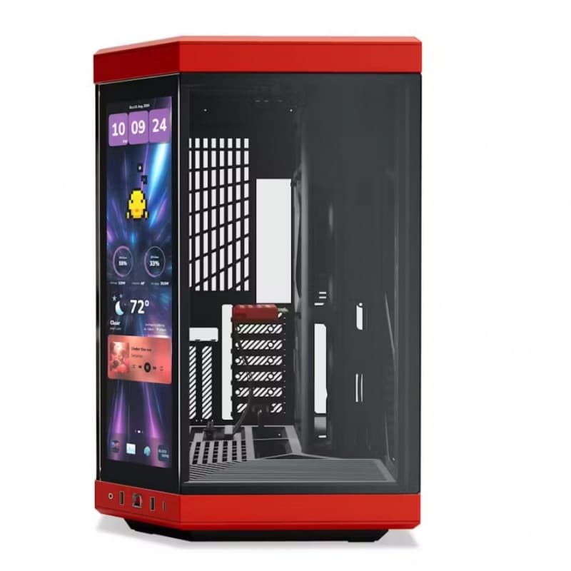 Gabinete HYTE Y70 Touch Infinite ATX con Pantalla 2.5K Integrada Rojo vista 4