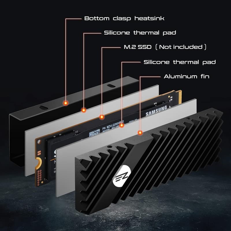 Disipador Térmico M.2 NVMe Ezdiy-Fab Doble Cara Alto Rendimiento vista 4