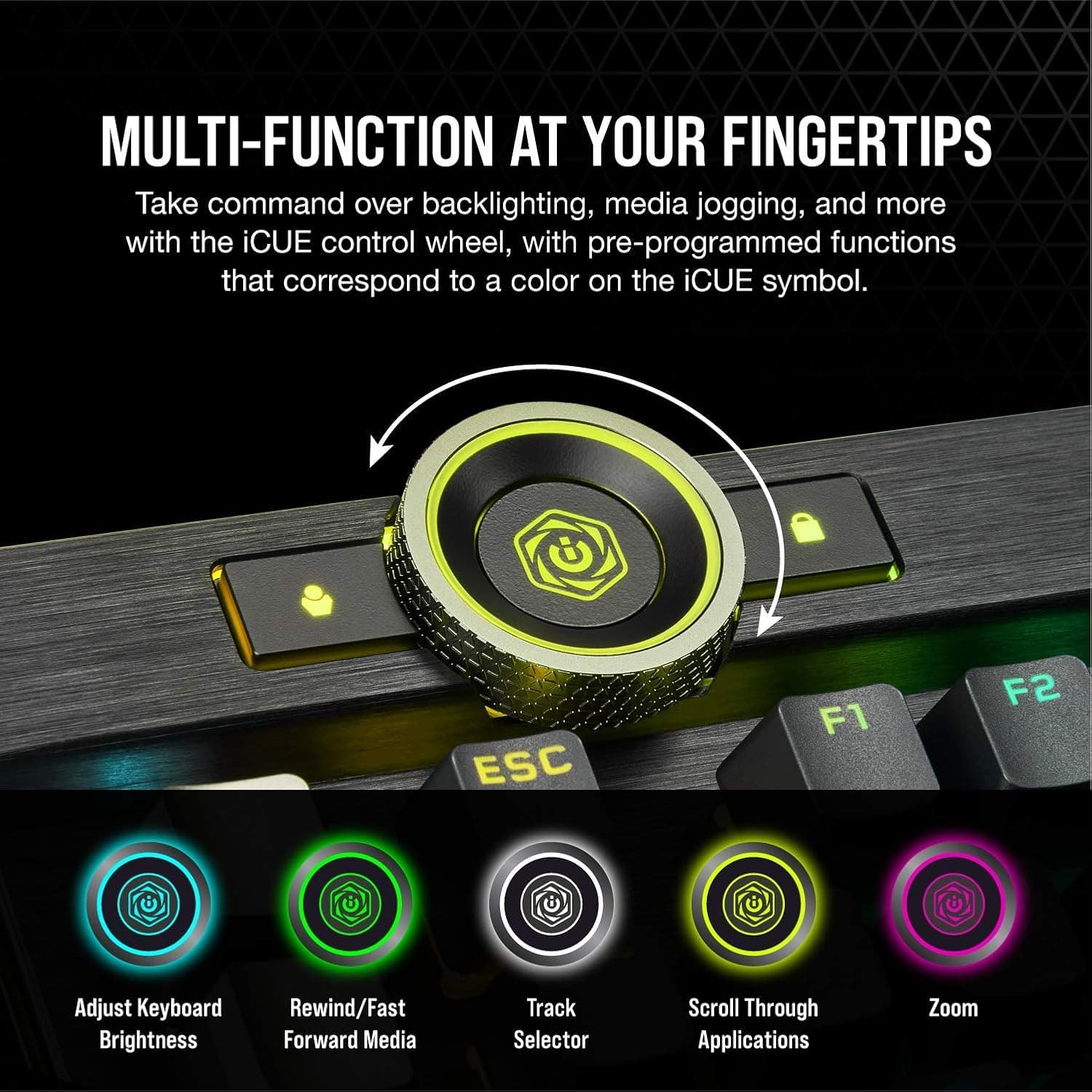Teclado Gamer Corsair K100 RGB — OPX Optical-Mechanical, 8000Hz, Macro Keys, Negro vista 3