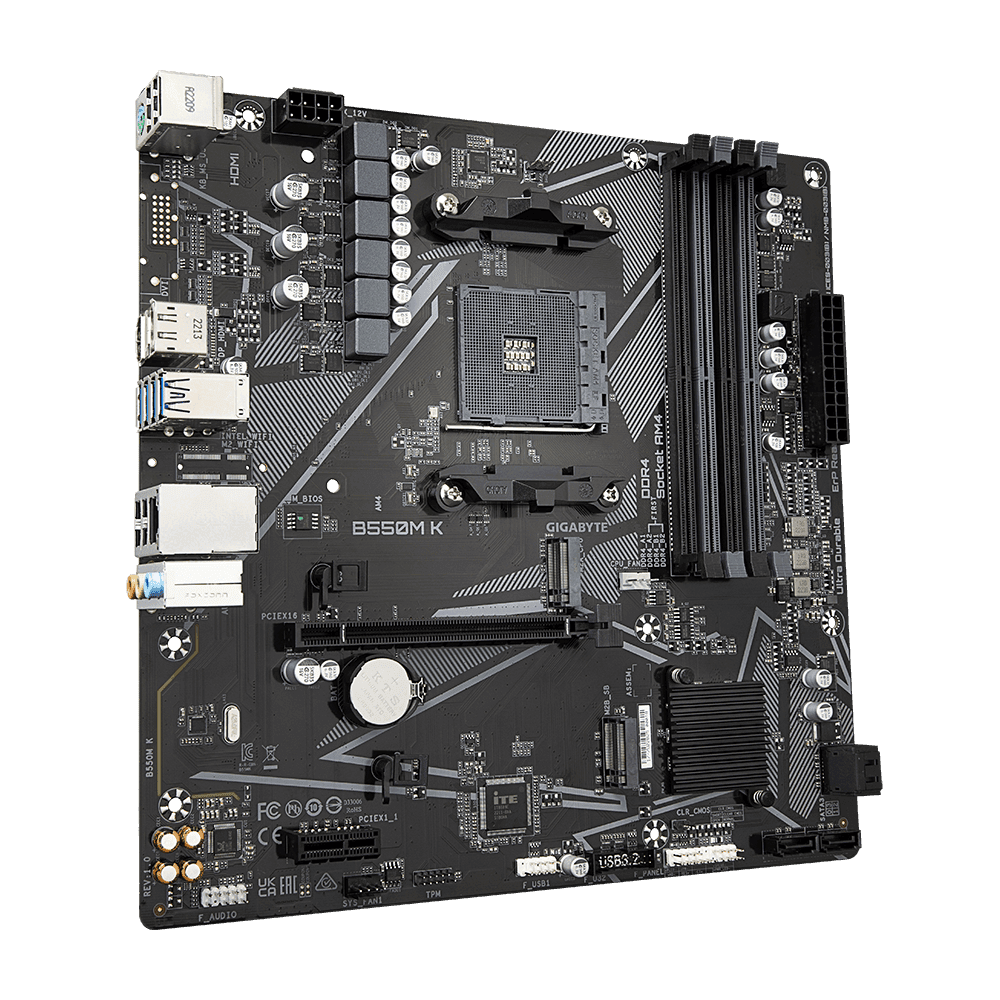 Placa Madre Gigabyte B550M K AM4 Micro-ATX DDR4 PCIe 4.0 M.2 vista 2