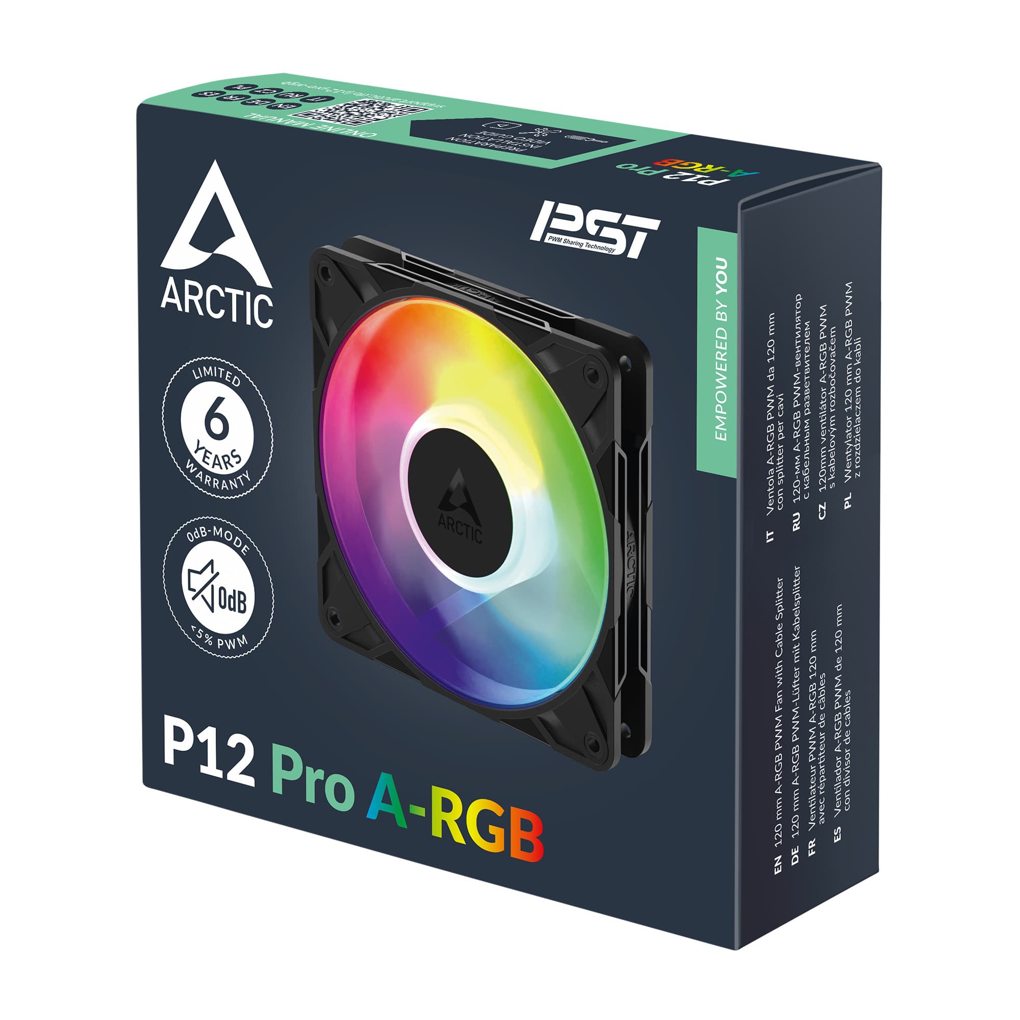 Ventilador ARCTIC P12 Pro PST A-RGB 120mm PWM Alta Presión Negro vista 5