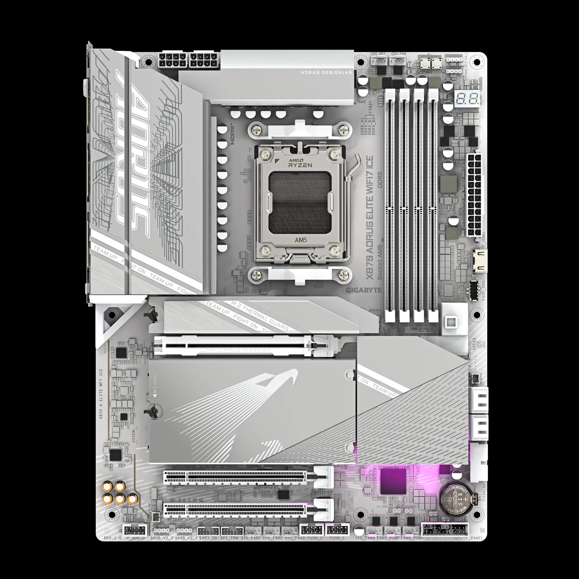 Placa madre Gigabyte X870 AORUS ELITE WIFI7 ICE vista 2
