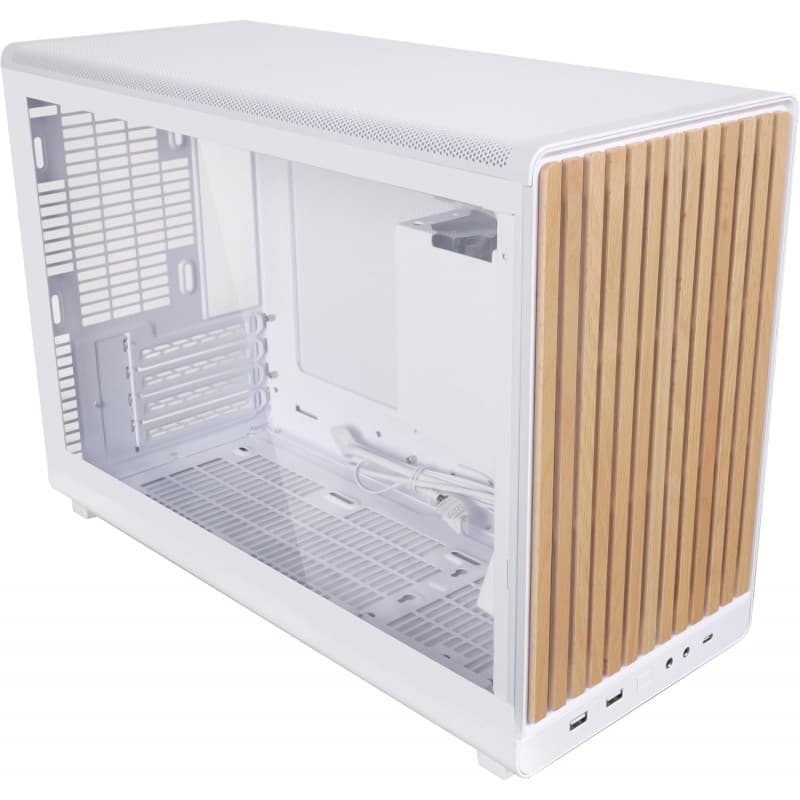 Gabinete Lian Li A3 Glass Wood Micro-ATX Blanco vista 2