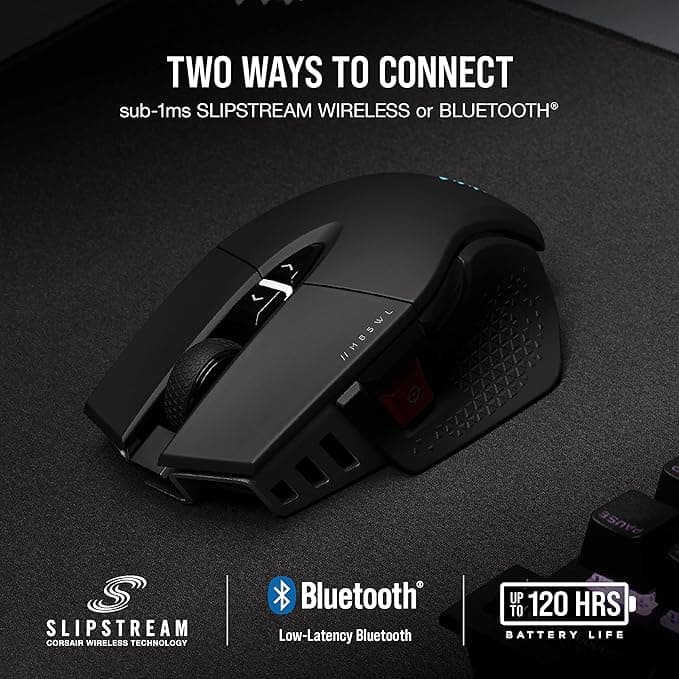 Mouse Gamer Corsair M65 RGB ULTRA WIRELESS — 26.000 DPI, SLIPSTREAM, Peso Ajustable vista 2