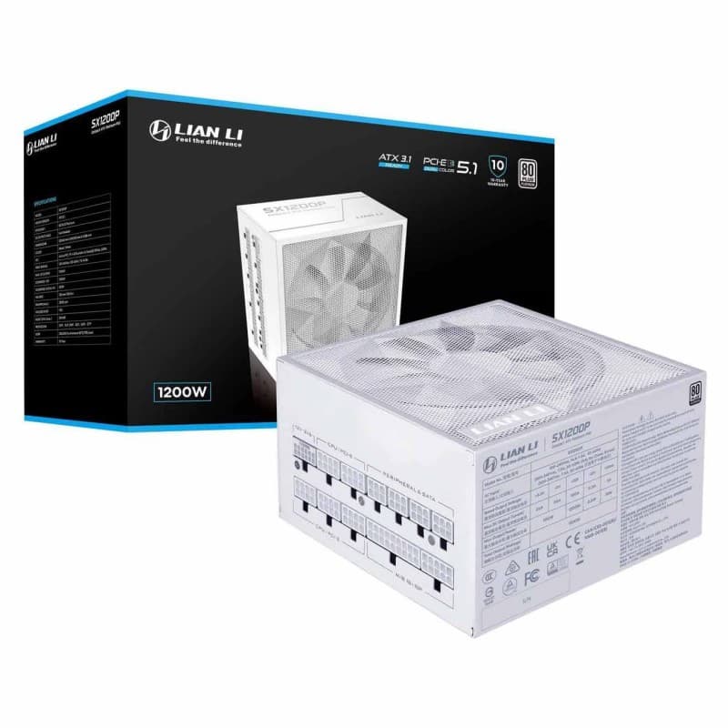 Fuente de Poder Lian Li SX1200P 1200W 80+ Platinum Modular Blanca