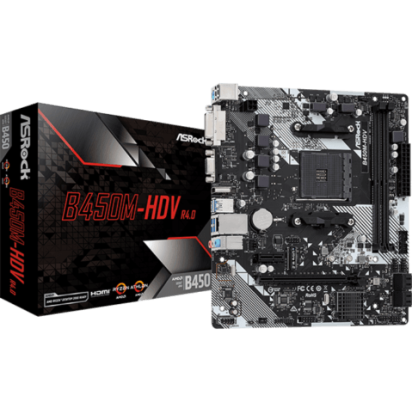 Placa Madre ASRock B450M-HDV R4.0 AM4 DDR4 Micro-ATX